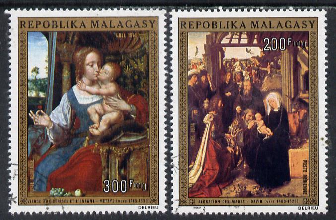Malagasy Republic 1974 Christmas (Paintings) set of 2 cto used, SG 297-98*, stamps on arts, stamps on christmas