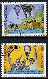Cameroun 1979 First Atlantic Balloon Crossing set of 2 cto used, SG 871-72*, stamps on aviation, stamps on balloons