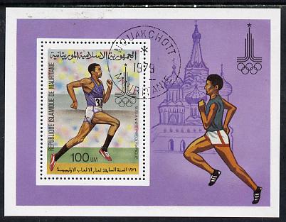 Mauritania 1979 Pre-Olympics m/sheet (Running) cto used SG MS 634 , stamps on sport   olympics    running