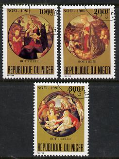 Niger Republic 1981 Christmas (Paintings of Madonna & Child) set of 3 cto used, SG 880-82, stamps on arts    christmas
