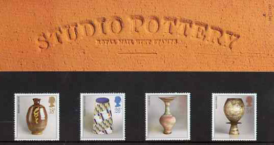 Great Britain 1987 Studio Pottery set of 4 in official presentation pack, SG 1371-74, stamps on pottery, stamps on ceramics
