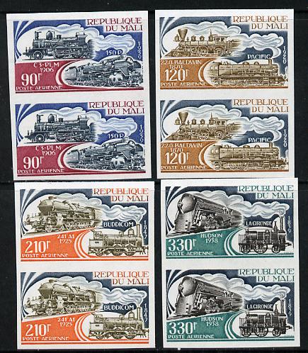 Mali 1974 Steam Locomotives set of 4 imperf from limited printing unmounted mint, as SG 458-61, stamps on railways