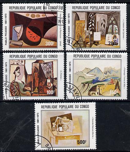 Congo 1981 paintings by Picasso set of 5 cto used, SG 816-20*, stamps on arts       picasso