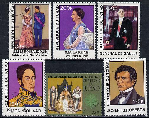 Chad 1977 Personalities set of 6 cto used, SG 488-92, stamps on personalities      royalty