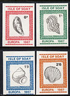 Isle of Soay 1967 Europa (Shells) imperf set of 4 unmounted mint, stamps on europa, stamps on marine life, stamps on shells