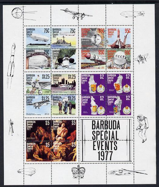 Barbuda 1977 Special Events m/sheet unmounted mint, SG MS 383, stamps on arts  aviation  royalty  space