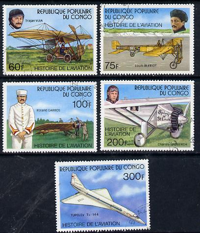 Congo 1977 Aviation History set of 5 cto used, SG 583-87*, stamps on aviation
