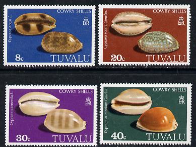 Tuvalu 1980 Cowrie Shells perf set of 4 unmounted mint, SG 139-42, stamps on , stamps on  stamps on marine life, stamps on  stamps on shells