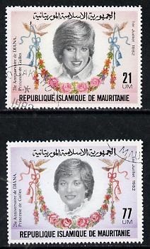 Mauritania 1982 Princess Di's 21st Birthday set of 2 cto used, SG 733-34*, stamps on , stamps on  stamps on royalty         diana