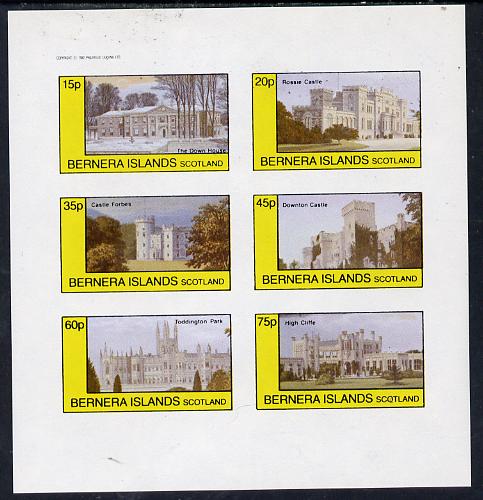 Bernera 1982 Stately Homes #3 imperf set of 6 values (15p to 75p) unmounted mint, stamps on castles, stamps on buildings
