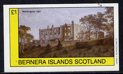 Bernera 1982 Stately Homes #3 imperf souvenir sheet (Â£1 value) unmounted mint, stamps on castles, stamps on buildings