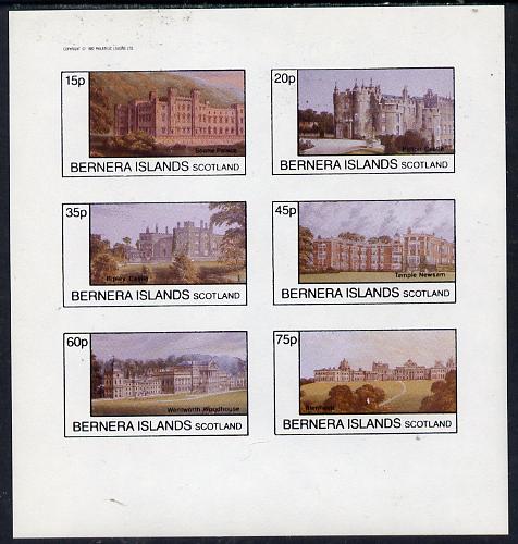 Bernera 1982 Stately Homes #4 imperf set of 6 values (15p to 75p) unmounted mint, stamps on castles, stamps on buildings
