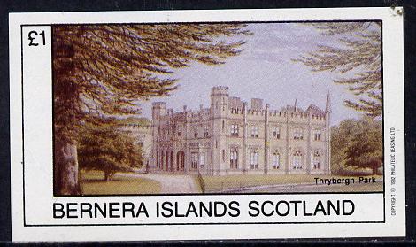 Bernera 1982 Stately Homes #4 imperf souvenir sheet (Â£1 value) unmounted mint, stamps on castles, stamps on buildings