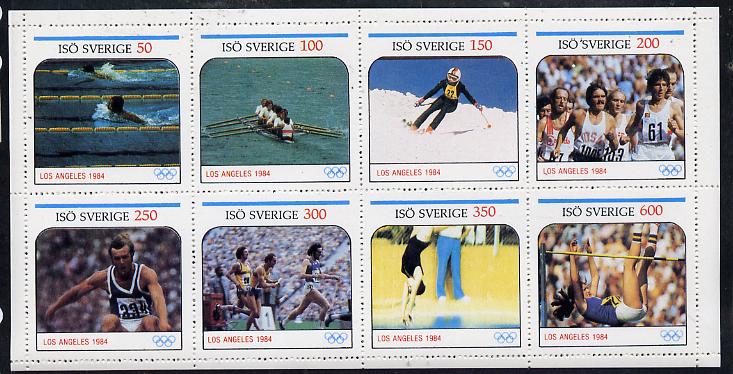 Iso - Sweden 1984 Los Angeles Olympic Games perf  set of 8 values (50 to 600) unmounted mint, stamps on swimming    rowing    skiing    running    long jump    relay    diving    high jump    olympics, stamps on  iso , stamps on 