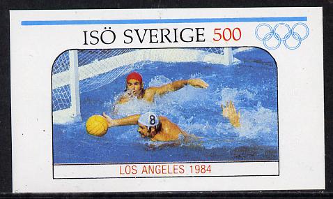 Iso - Sweden 1984 Los Angeles Olympic Games (Water Polo) imperf souvenir sheet (500 value) unmounted mint, stamps on water polo    olympics, stamps on  iso , stamps on 