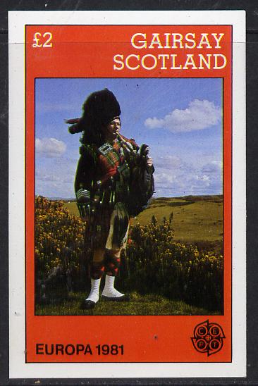 Gairsay 1981 EUROPA (Scottish Piper) imperf deluxe sheet (Â£2 value) unmounted mint, stamps on europa     music   militaria          bagpipes, stamps on scots, stamps on scotland