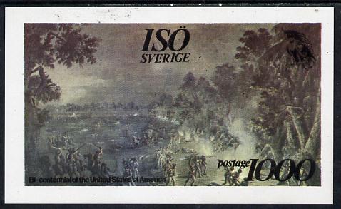 Iso - Sweden 1976 USA Bicentenary (Painting of Battle) imperf deluxe sheet (1000 value) unmounted mint, stamps on arts    battles    americana, stamps on  iso , stamps on 