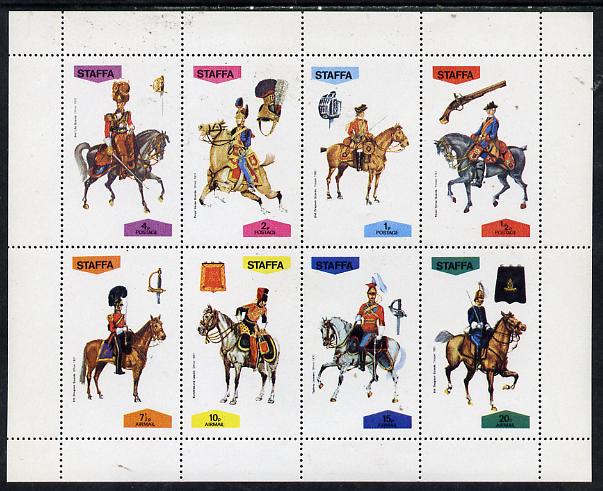 Staffa 1974 Military Uniforms (On Horse-back) perf  set of 8 values (0.5p to 20p) unmounted mint , stamps on militaria, stamps on uniforms, stamps on horses