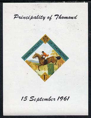 Thomond 1961 Show jumping 1.5d (Diamond-shaped) imperf m/sheet unmounted mint, stamps on sport    horses