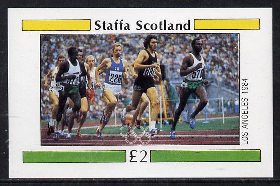 Staffa 1984 Los Angeles Olympic Games (Running) imperf deluxe sheet (Â£2 value) unmounted mint, stamps on running, stamps on olympics