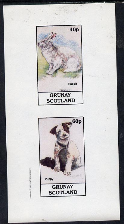 Grunay 1982 Children's Animals (Rabbit & Puppy) imperf  set of 2 values (40p & 60p) unmounted mint, stamps on , stamps on  stamps on dogs    rabbits