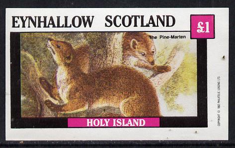 Eynhallow 1982 Animals #05 (Pine Marten) imperf souvenir sheet (Â£1 value) unmounted mint, stamps on animals