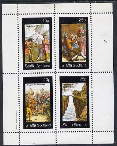 Staffa 1982 Medieval Pictures (incl Bridge over Waterfall & Battle Scene) perf  set of 4 (10p to 75p) unmounted mint, stamps on bridges      waterfalls    battles