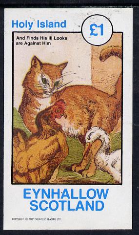 Eynhallow 1982 Pets From fairy Tales (Cat & Chicken) imperf souvenir sheet (Â£1 value) unmounted mint, stamps on cats      fairy tales     literature