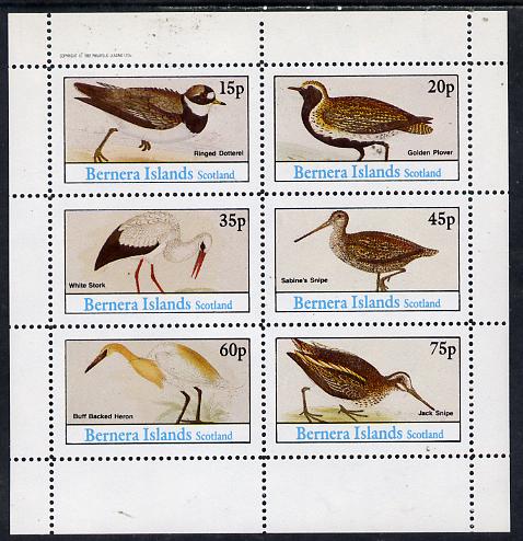 Bernera 1982 Waders (Dotterel, Snipe, Heron etc) perf set of 6 values (15p to 75p) unmounted mint, stamps on birds   heron