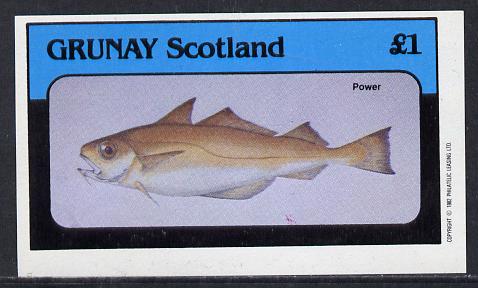 Grunay 1982 Fish imperf souvenir sheet (Â£1 value) unmounted mint, stamps on fish     marine-life