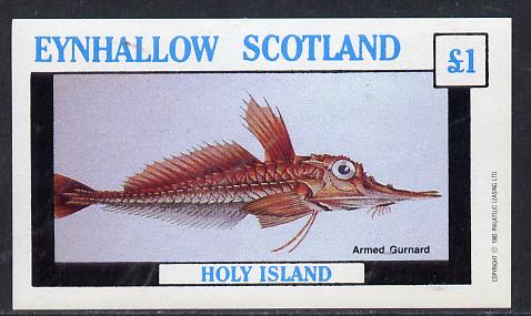 Eynhallow 1982 Fish #03 (Gurnard) imperf souvenir sheet (Â£1 value) unmounted mint, stamps on fish     marine-life