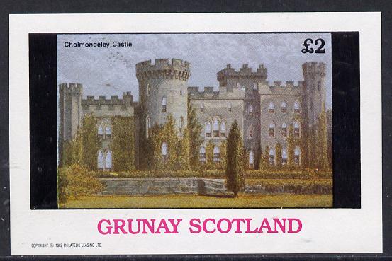 Grunay 1982 Stately Homes (Cholmondeley Castle) imperf deluxe sheet (Â£2 value) unmounted mint, stamps on castles, stamps on buildings