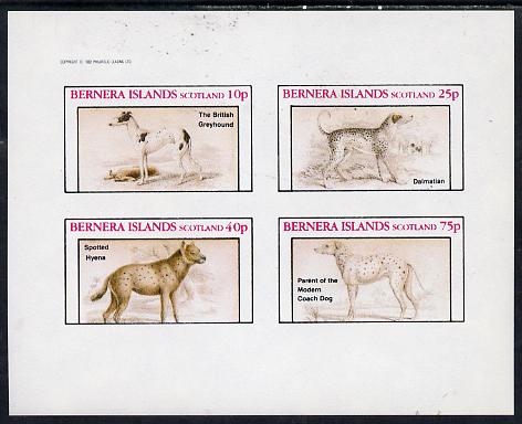 Bernera 1982 Dogs imperf  set of 4 values (10p to 75p) unmounted mint, stamps on animals    dogs     greyhound     dalmation    hyena   