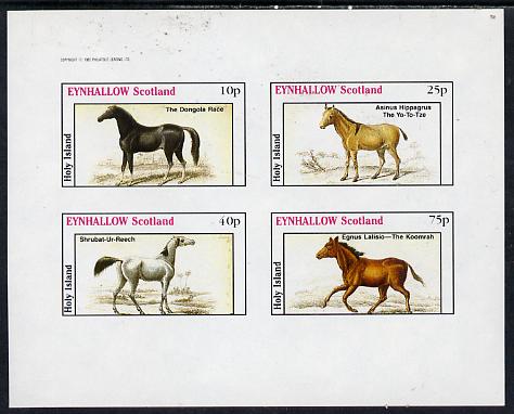 Eynhallow 1982 Horses #2 imperf  set of 4 values (10p to 75p) unmounted mint, stamps on animals    horses