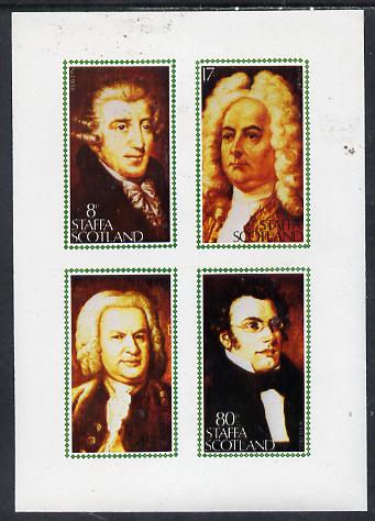 Staffa 1980 Composers (Haydn, Handel, Schubert & Bach) imperf set of 4 values (8p to 80p) unmounted mint, stamps on music  personalities     composers, stamps on opera, stamps on bach