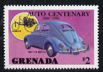 Grenada 1986 Centenary of Motoring $2 (1957 VW Beetle) unmounted mint SG 1562*, stamps on , stamps on  vw , stamps on beetle