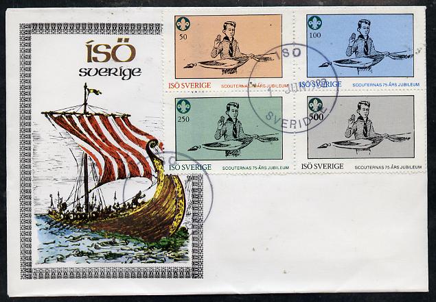 Iso - Sweden 1982 75th Anniversary of Scouting perf set of 4 on cover with first day cancel, stamps on scouts, stamps on  iso , stamps on 