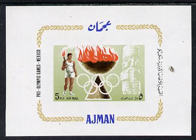 Ajman 1967 Mexico Olympics imperf m/sheet unmounted mint (Mi BL 16), stamps on sport     olympics