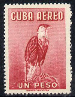 Cuba 1956 Caracara 1p red (from Air set) unmounted mint SG 780, stamps on , stamps on  stamps on birds, stamps on  stamps on birds of prey