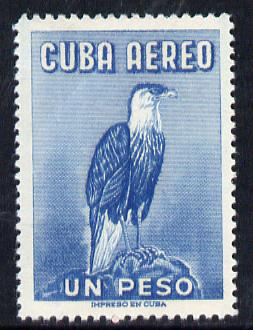 Cuba 1956 Caracara 1p blue (from Air set) unmounted mint SG 784, stamps on birds, stamps on birds of prey