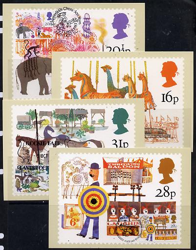 Great Britain 1983 British Fairs set of 4 PHQ cards with appropriate stamps each very fine used with first day cancels, stamps on circus