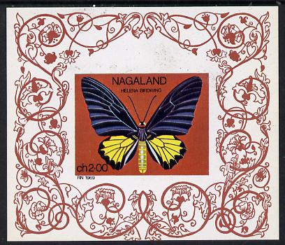 Nagaland 1971 Butterfly (Helena Birdwing) imperf Miniature sheet (2ch value) unmounted mint, stamps on butterflies 