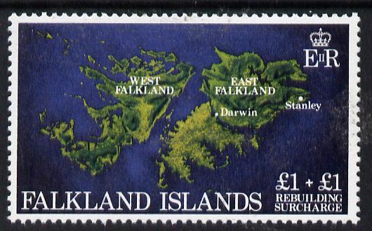 Falkland Islands 1982 Rebuilding Fund £1 + £1 unmounted mint, SG 430, stamps on maps