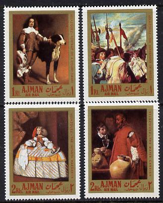 Ajman 1968 Paintings by Velazquez set of 4 (Mi 218-21A) unmounted mint, stamps on arts, stamps on renaissance
