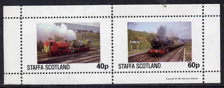 Staffa 1981 Steam Locos #01 perf  set of 2 values unmounted mint, stamps on railways