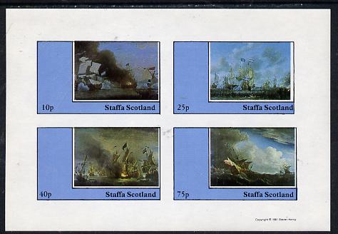 Staffa 1981 Paintings of Sea Battles imperf  set of 4 values (10p to 75p) unmounted mint, stamps on , stamps on  stamps on ships, stamps on  stamps on battles, stamps on  stamps on militaria, stamps on  stamps on arts