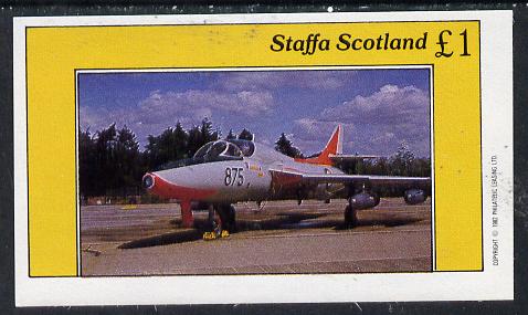 Staffa 1982 Military Jets #2 imperf souvenir sheet (Â£1 value)  unmounted mint, stamps on aviation