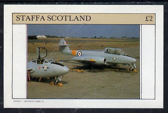 Staffa 1982 Military Jets #2 imperf deluxe sheet (Â£2 value) unmounted mint, stamps on aviation