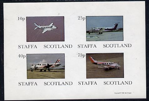 Staffa 1981 Light Aircraft #1 imperf  set of 4 values unmounted mint, stamps on aviation