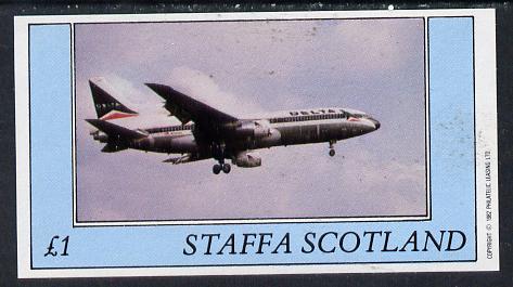 Staffa 1982 Aircraft #1 imperf souvenir sheet (Â£1 value) unmounted mint, stamps on aviation